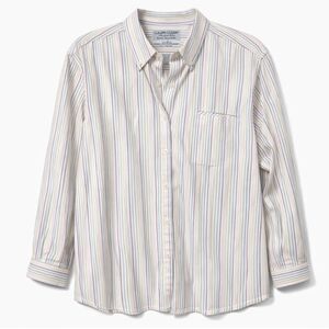 Cabin Creek Striped Button Down Shirt Womens 16 Wrinkle Free Office Blouse